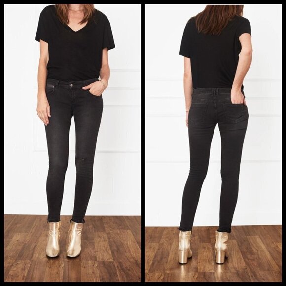 💕ANINE BING💕 CROPPED JEAN WITH ZIPPERS CHARCOAL - Picture 2 of 16